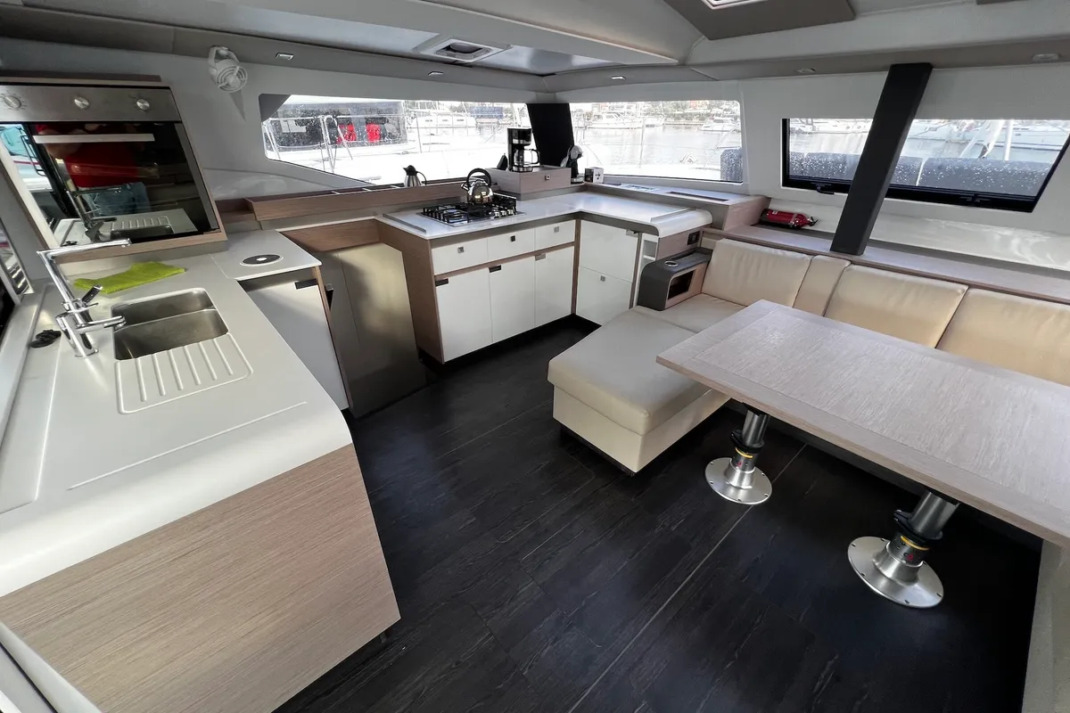 Galley of Santa Maria, a Fountaine Pajot Elba 45 catamaran at Sukošan, Croatia