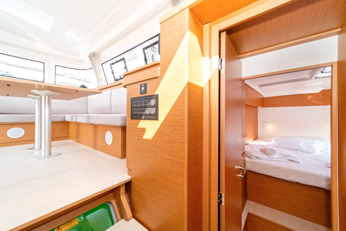 Salon of Luna, a Excess 11 catamaran at Kontokali, Greece
