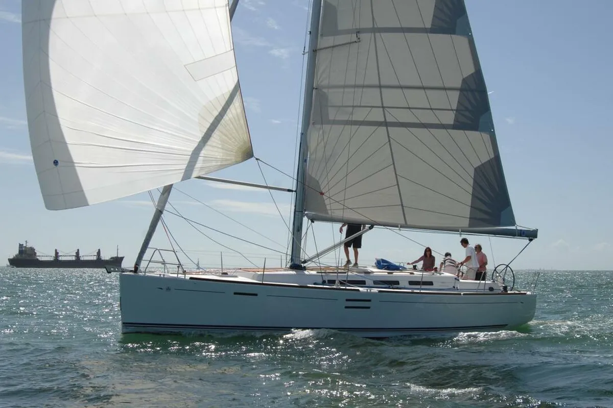 Exterior view of Passion, a Dufour 40E sailboat at Flensburg, Germany