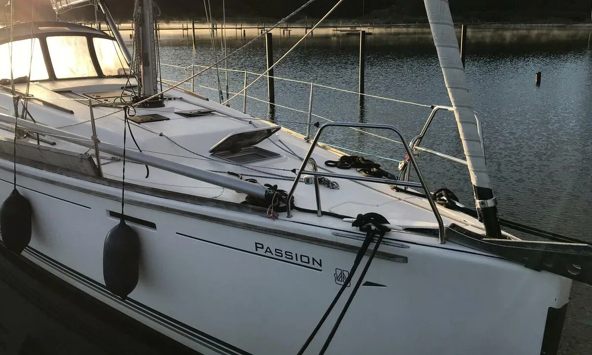 Exterior view of Passion, a Dufour 40E sailboat at Flensburg, Germany