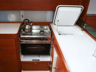 Galley of Passion, a Dufour 40E sailboat at Flensburg, Germany