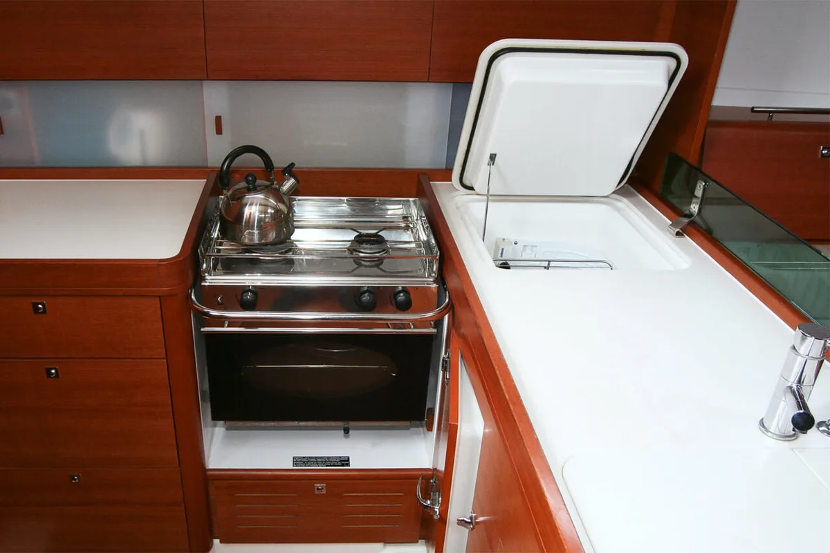 Galley of Passion, a Dufour 40E sailboat at Flensburg, Germany