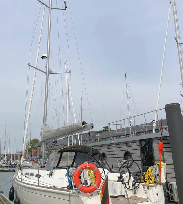 Deck of Passion, a Dufour 40E sailboat at Flensburg, Germany