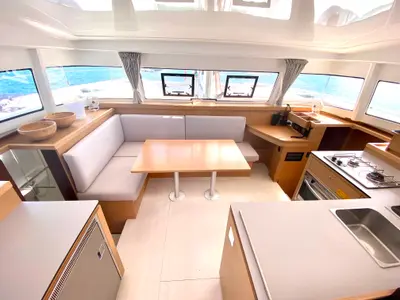 Salon of ONE Mallorca BAREBOAT, a Excess 11 catamaran at Port d'Andratx, Spain