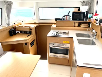 Galley of ONE Mallorca BAREBOAT, a Excess 11 catamaran at Port d'Andratx, Spain