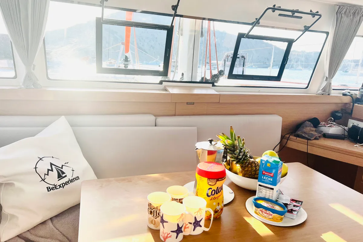 Salon of ONE Mallorca BAREBOAT, a Excess 11 catamaran at Port d'Andratx, Spain