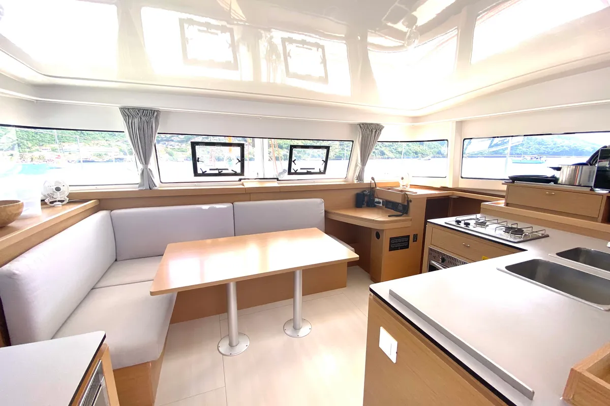 Salon of ONE Mallorca BAREBOAT, a Excess 11 catamaran at Port d'Andratx, Spain