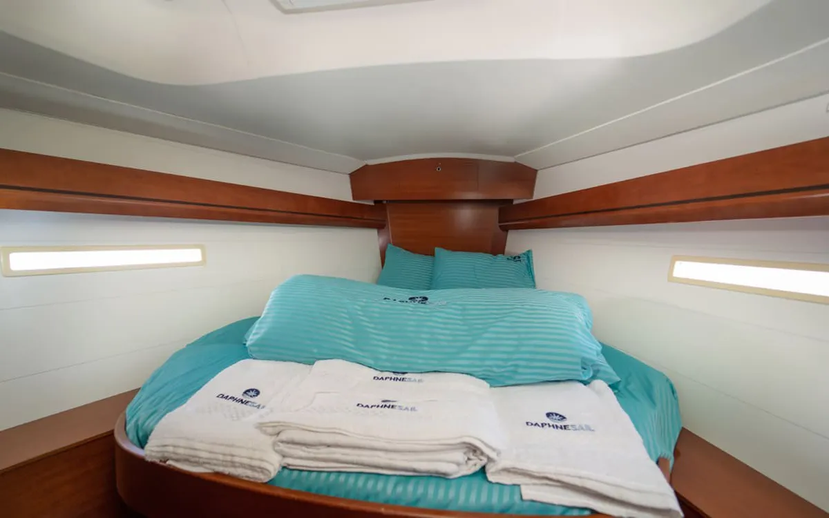 Cabin on Daphne-S, a Dufour 405 GL sailboat at Fethiye, Turkey