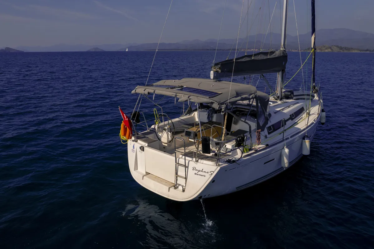 Deck of Daphne-S, a Dufour 405 GL sailboat at Fethiye, Turkey