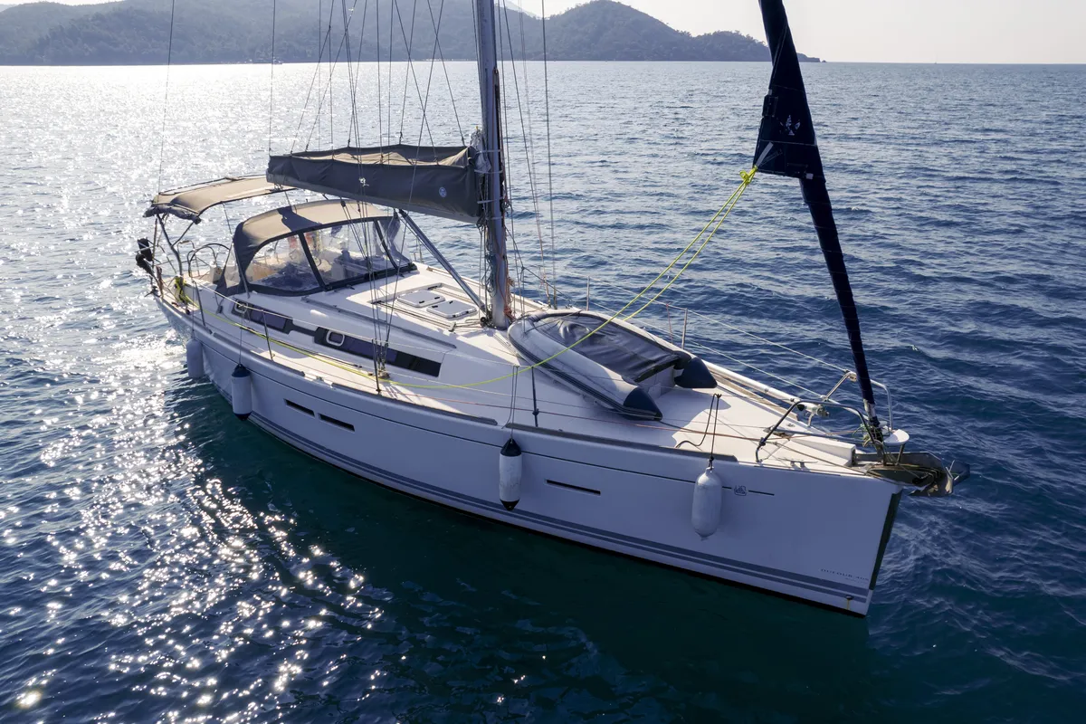 Exterior view of Daphne-S, a Dufour 405 GL sailboat at Fethiye, Turkey