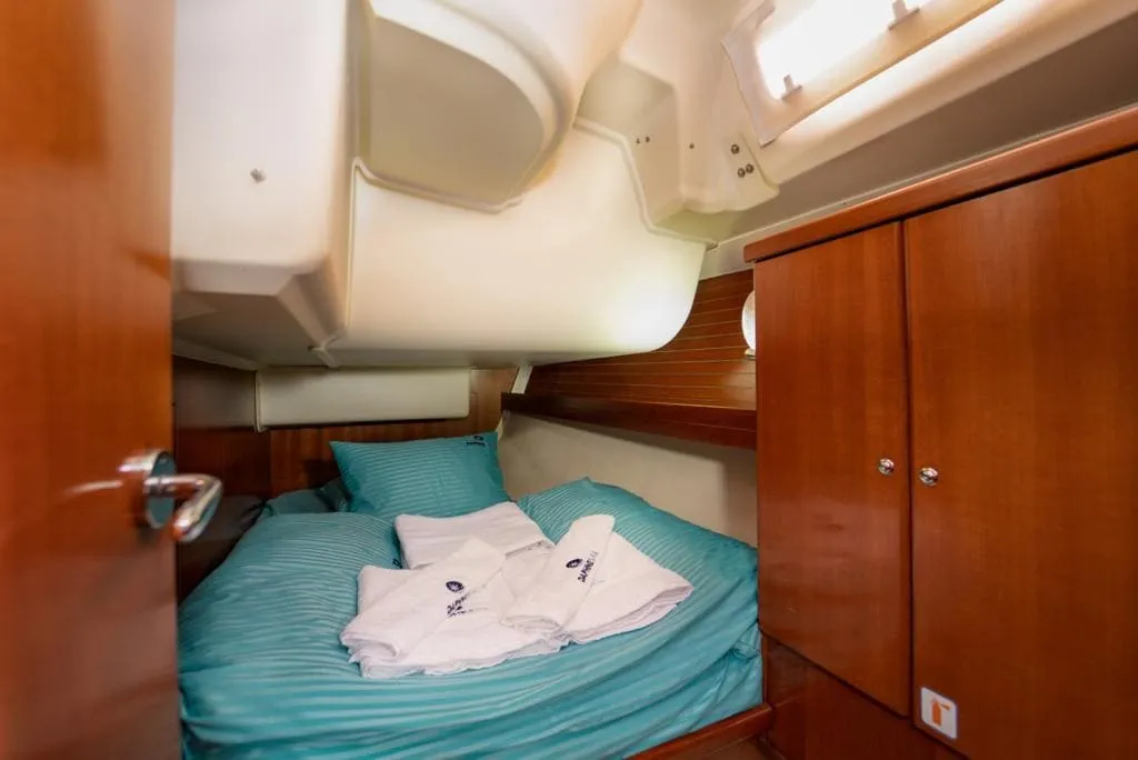 Cabin on Daphne-S, a Dufour 405 GL sailboat at Fethiye, Turkey