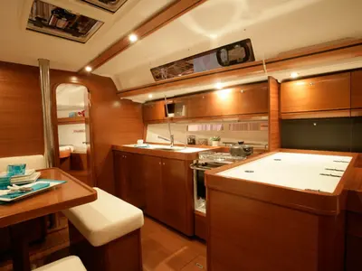 Galley of Daphne-S, a Dufour 405 GL sailboat at Fethiye, Turkey