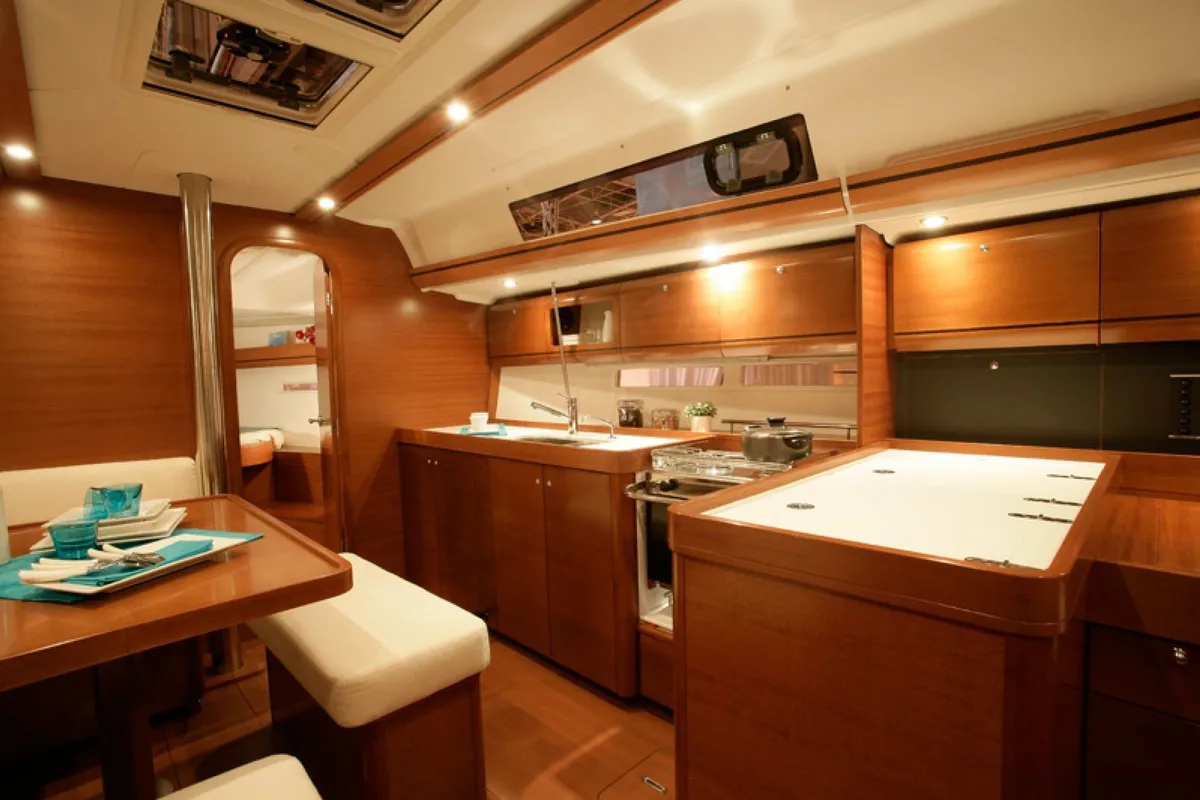 Galley of Daphne-S, a Dufour 405 GL sailboat at Fethiye, Turkey