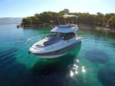 Exterior view of Lumar, a Beneteau Antares 30 motorboat at Split, Croatia