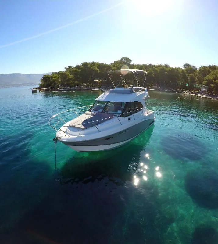 Exterior view of Lumar, a Beneteau Antares 30 motorboat at Split, Croatia