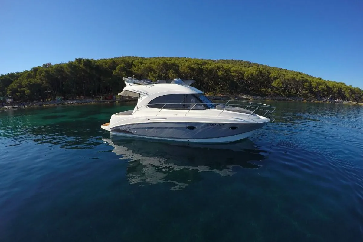 Exterior view of Lumar, a Beneteau Antares 30 motorboat at Split, Croatia