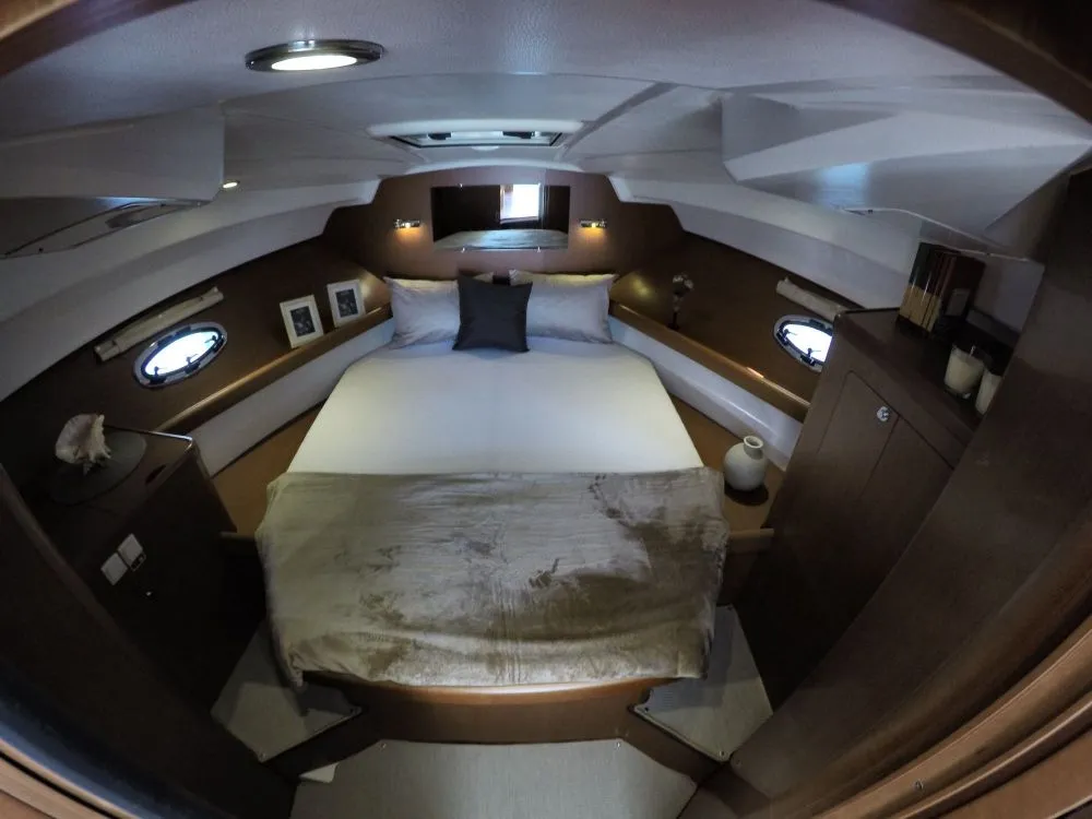 Cabin on Lumar, a Beneteau Antares 30 motorboat at Split, Croatia