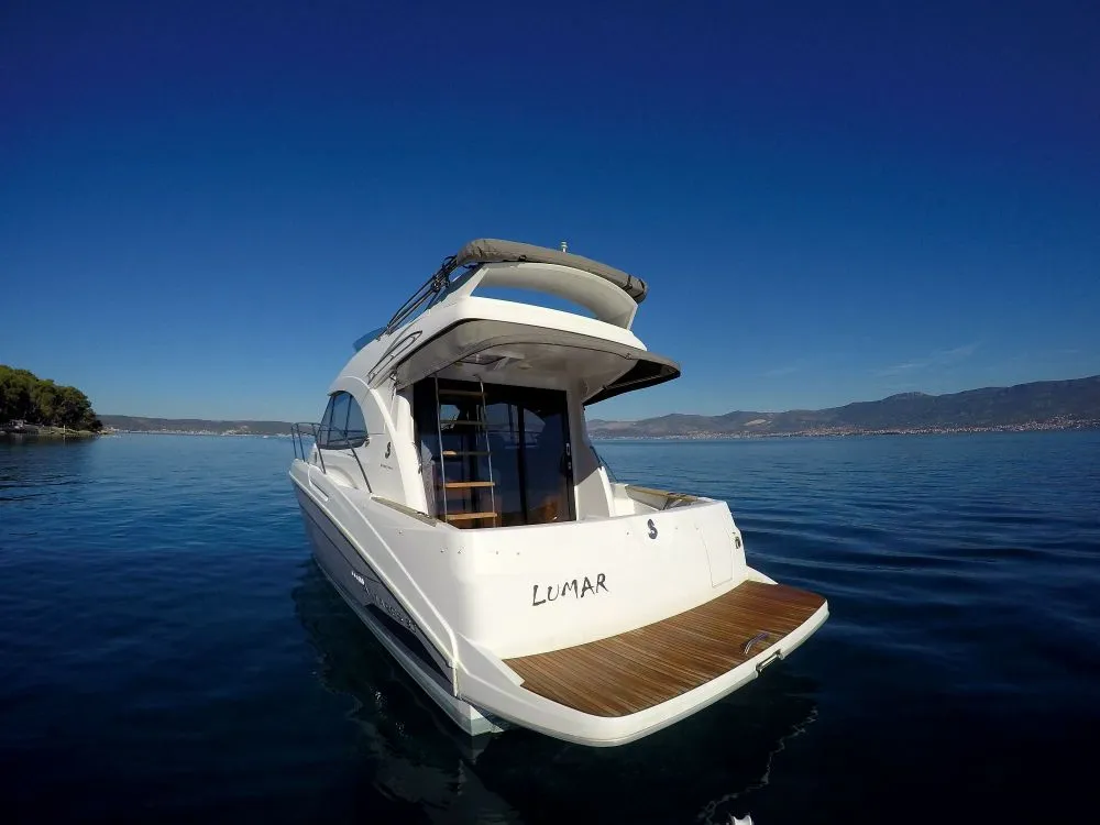 Exterior view of Lumar, a Beneteau Antares 30 motorboat at Split, Croatia