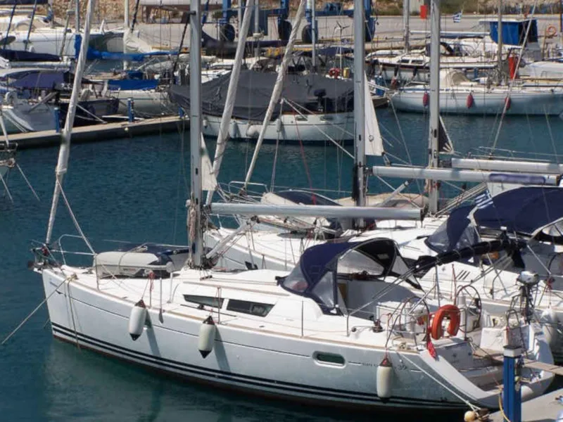 Exterior view of Sofia, a Jeanneau Sun Odyssey 39i sailboat at Preveza, Greece