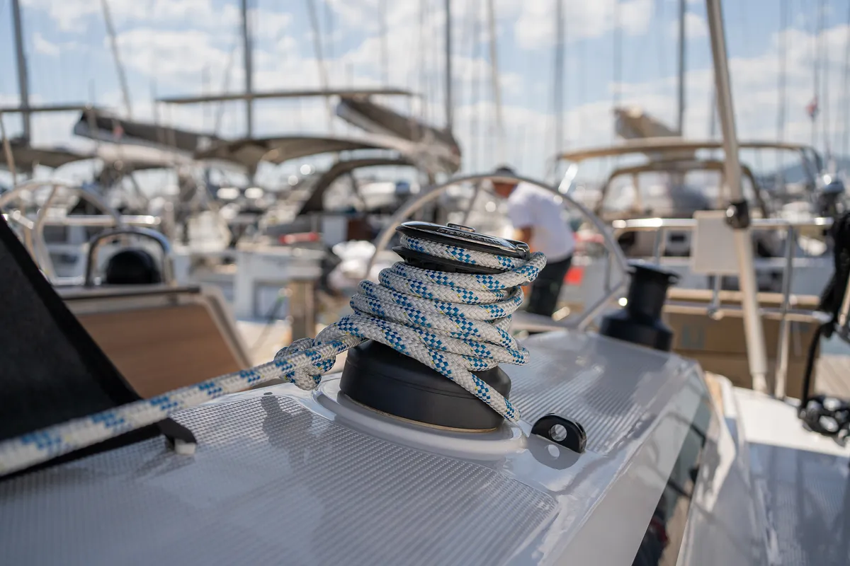 Nauti Girl, a Bavaria Cruiser 46 sailboat at Grad Kaštela, Croatia