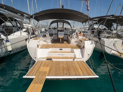 Nauti Girl, a Bavaria Cruiser 46 sailboat at Grad Kaštela, Croatia