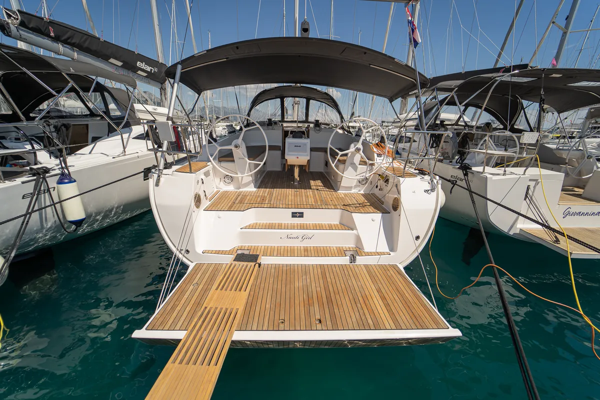 Nauti Girl, a Bavaria Cruiser 46 sailboat at Grad Kaštela, Croatia