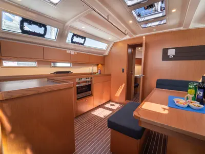 Galley of Nauti Girl, a Bavaria Cruiser 46 sailboat at Kaštela, Croatia