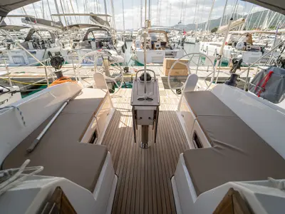 Nauti Girl, a Bavaria Cruiser 46 sailboat at Grad Kaštela, Croatia