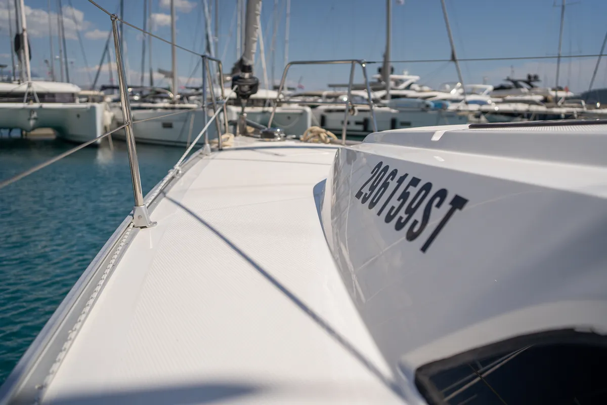 Nauti Girl, a Bavaria Cruiser 46 sailboat at Grad Kaštela, Croatia