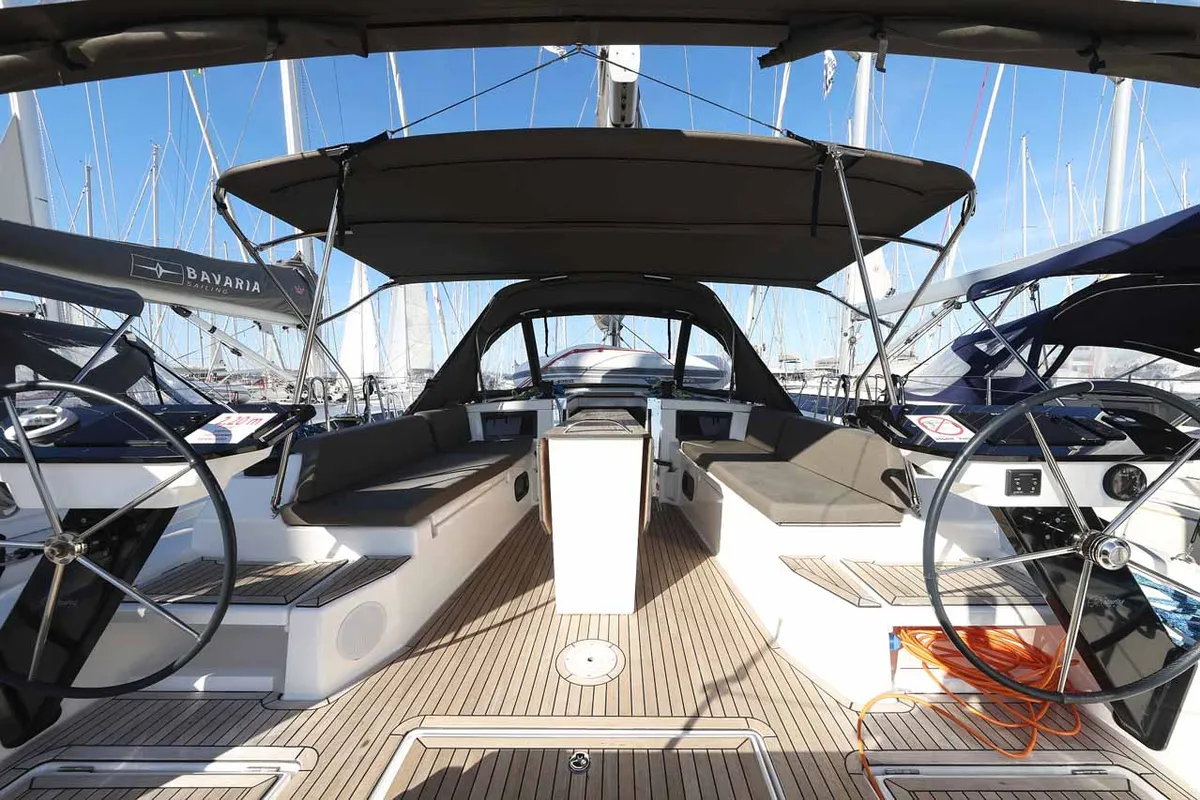 Cockpit of Acrux, a Dufour 44 sailboat at Grad Biograd na Moru, Croatia