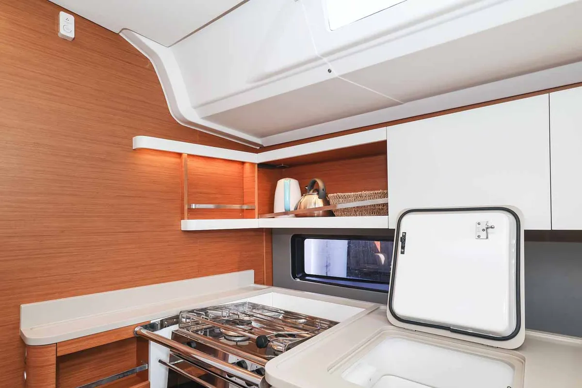 Galley of Acrux, a Dufour 44 sailboat at Grad Biograd na Moru, Croatia