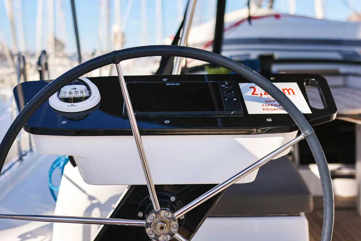 Cockpit of Acrux, a Dufour 44 sailboat at Grad Biograd na Moru, Croatia