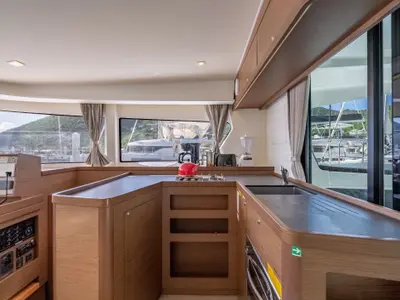 Galley of Arctic Fantasy II, a Lagoon 42 catamaran at Road Town, British Virgin Islands