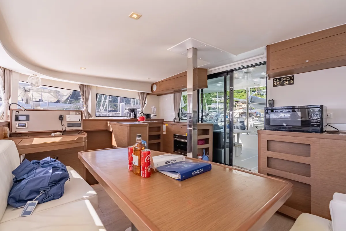 Salon of Arctic Fantasy II, a Lagoon 42 catamaran at Road Town, British Virgin Islands