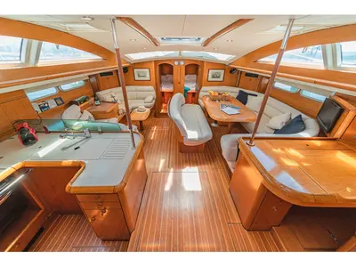 Galley of Veni, a Jeanneau Sun Odyssey 54DS sailboat at Athens, Greece