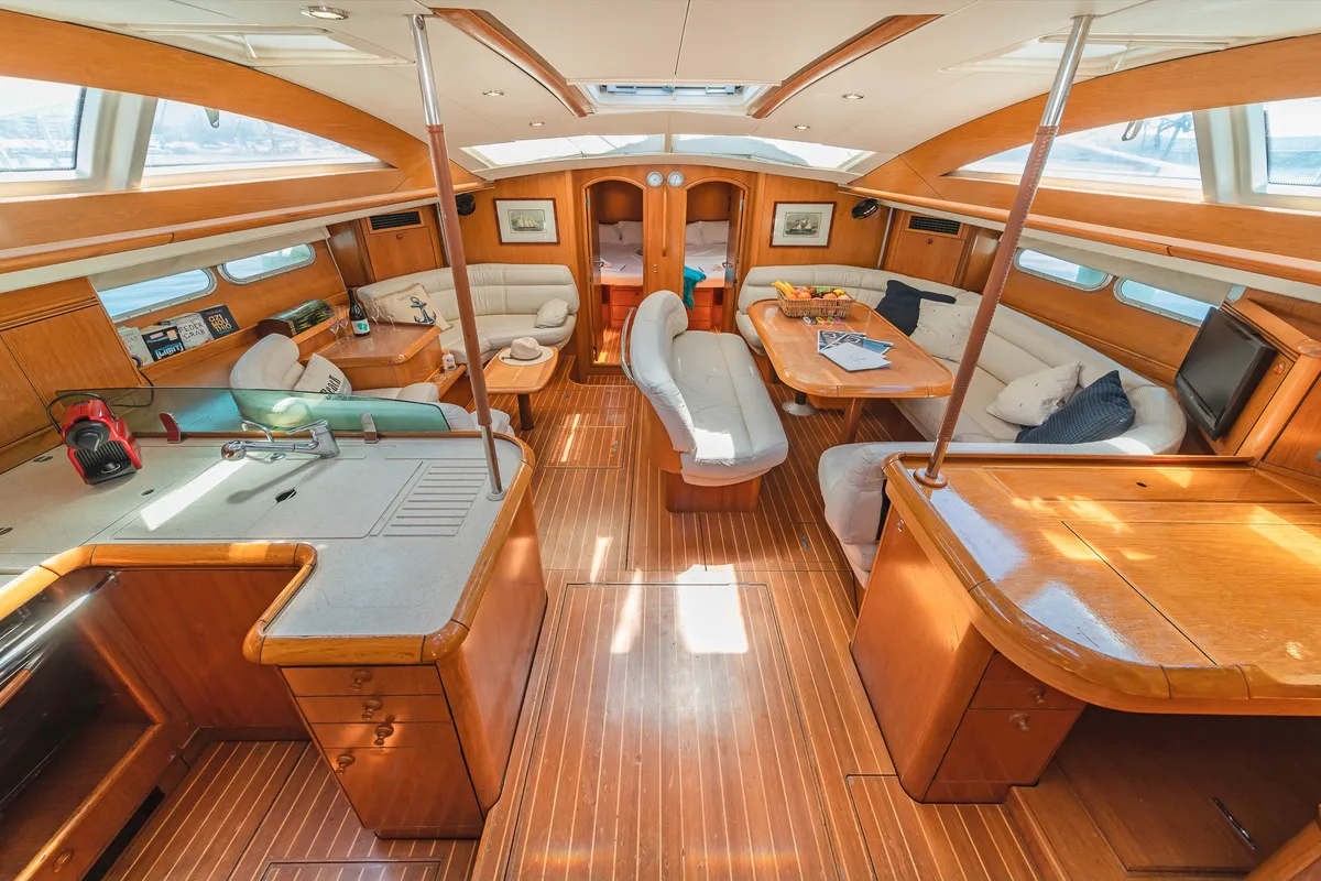 Galley of Veni, a Jeanneau Sun Odyssey 54DS sailboat at Athens, Greece
