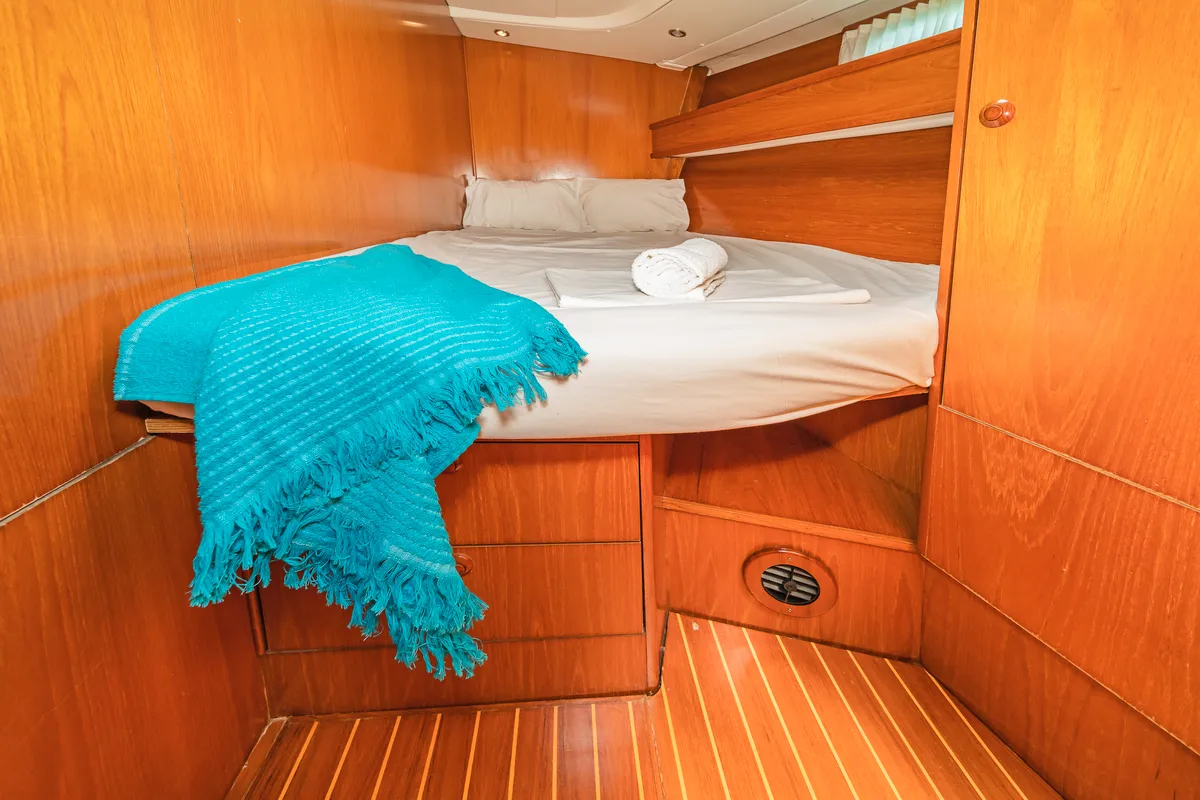 Cabin on Veni, a Jeanneau Sun Odyssey 54DS sailboat at Athens, Greece