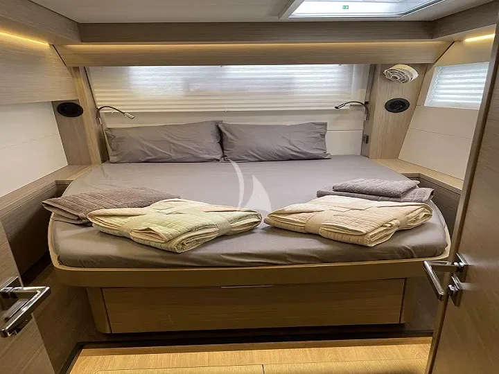 Cabin on Aegeus, a Lagoon 51 catamaran at Athens, Greece