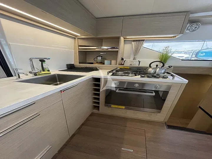 Galley of Aegeus, a Lagoon 51 catamaran at Athens, Greece