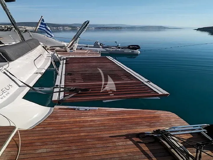 Deck of Aegeus, a Lagoon 51 catamaran at Athens, Greece