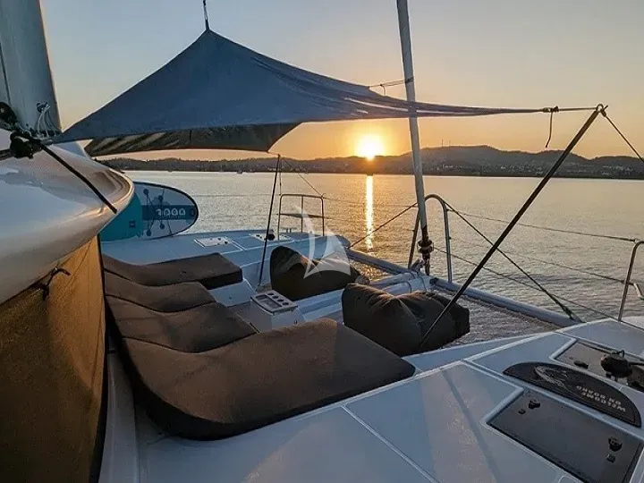 Deck of Aegeus, a Lagoon 51 catamaran at Athens, Greece