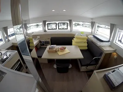 Salon of Tom Cat, a Lagoon 40 catamaran at Grad Šibenik, Croatia