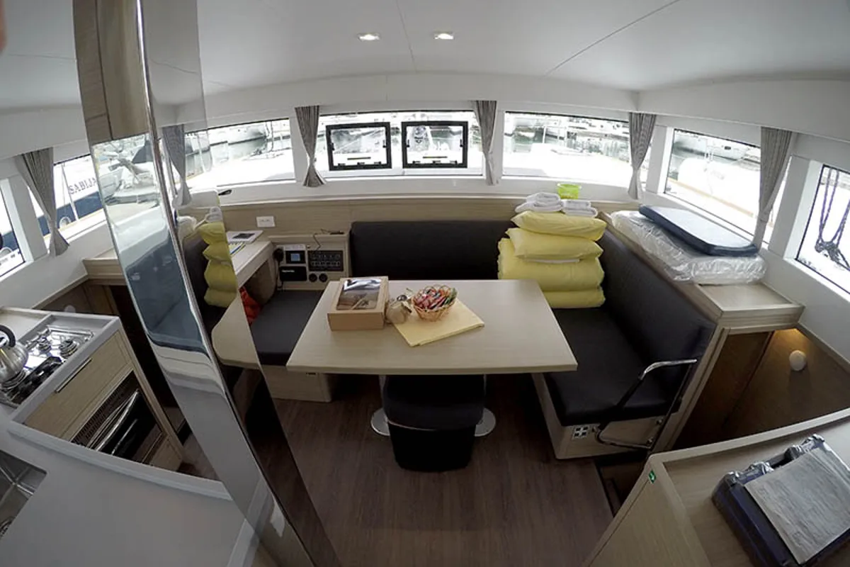 Salon of Tom Cat, a Lagoon 40 catamaran at Grad Šibenik, Croatia