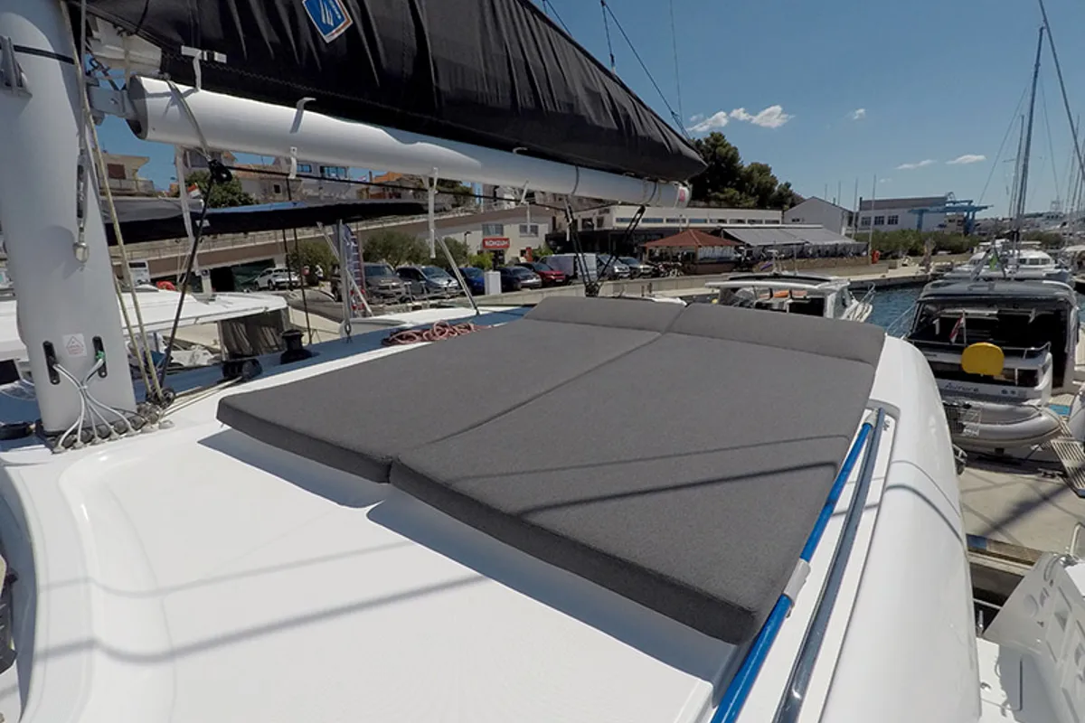 Deck of Tom Cat, a Lagoon 40 catamaran at Grad Šibenik, Croatia