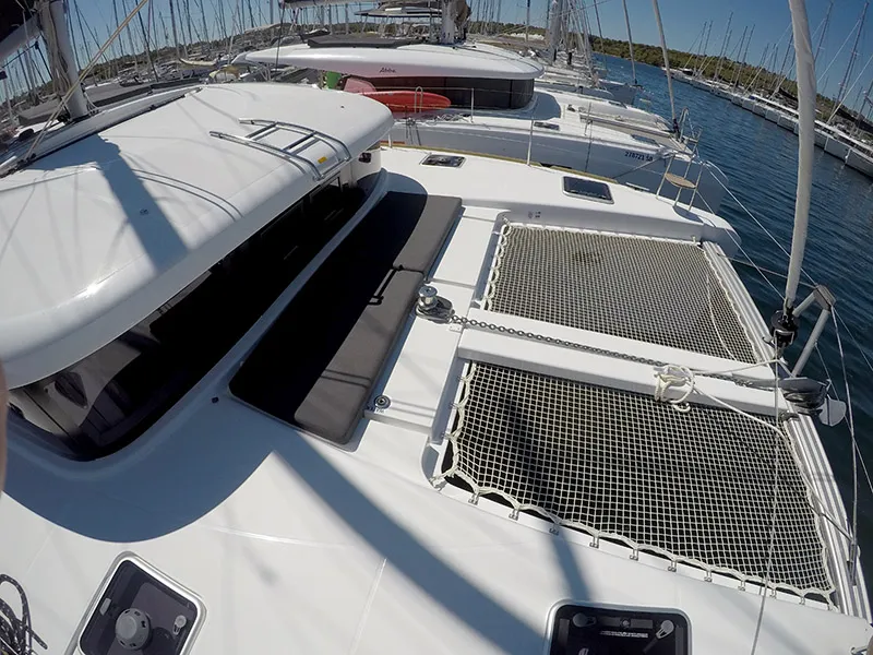 Deck of Tom Cat, a Lagoon 40 catamaran at Grad Šibenik, Croatia