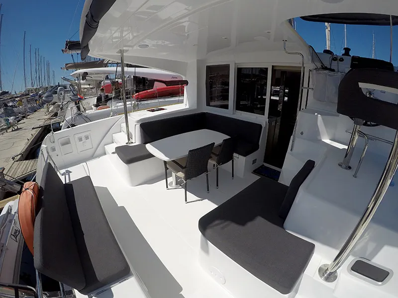 Deck of Tom Cat, a Lagoon 40 catamaran at Grad Šibenik, Croatia