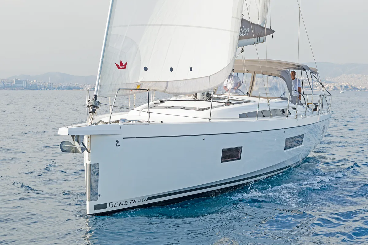Exterior view of Calypso, a Beneteau Oceanis 51.1 sailboat at Municipal Unit of Lefkada, Greece