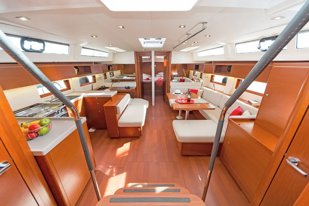 Salon of Calypso, a Beneteau Oceanis 51.1 sailboat at Municipal Unit of Lefkada, Greece