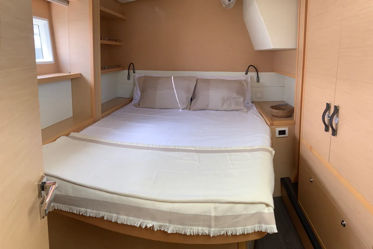 Cabin on Lagoon 52, a catamaran at Santa Eulària des Riu, Spain