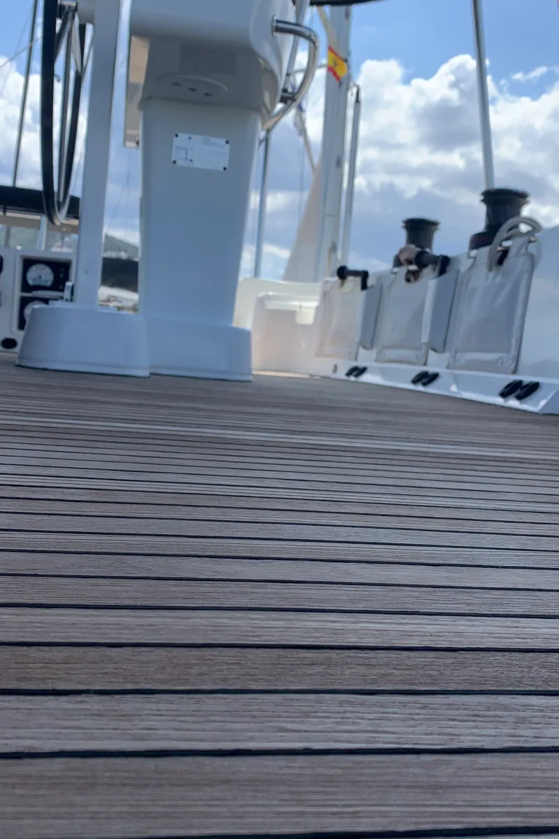 Cockpit of Lagoon 52, a catamaran at Santa Eulària des Riu, Spain